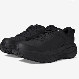 HOKA ONE Bondi SR Leather Work Shoes Slip Resistant Black Size 6 Womens